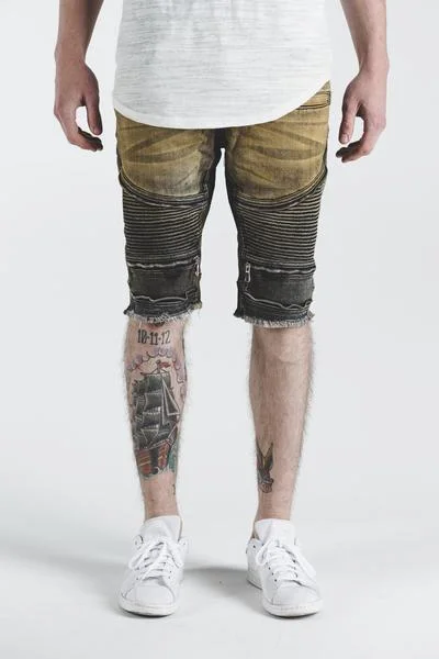 Men's Jeans for Office WearPete Biker Denim Shorts (Black Vintage)