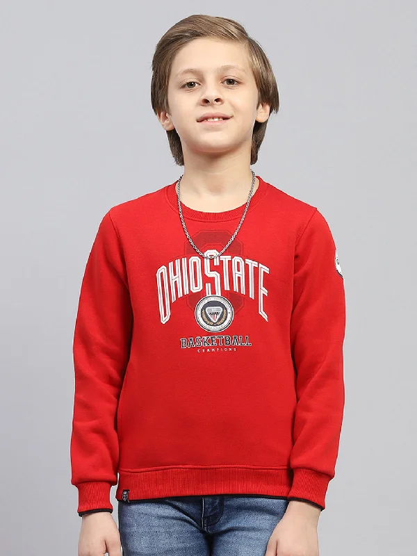 Men's Hoodies with Wind-Resistant FabricBoys Red Printed Round Neck Full Sleeve Sweatshirt Men's Hoodies with Wind-Resistant FabricBoys Red Printed Round Neck Full Sleeve Sweatshirt
