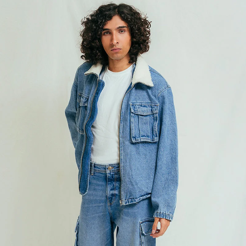 Wide-Leg Men's JeansBox Pocket Jacket