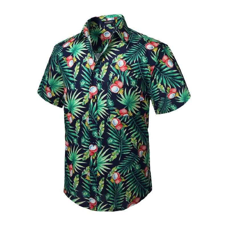 Men's Performance Fabric Shirts for All-Day ComfortFunky Hawaiian Shirts with Pocket - NAVY BLUE/GREEN Men's Performance Fabric Shirts for All-Day ComfortFunky Hawaiian Shirts with Pocket - NAVY BLUE/GREEN
