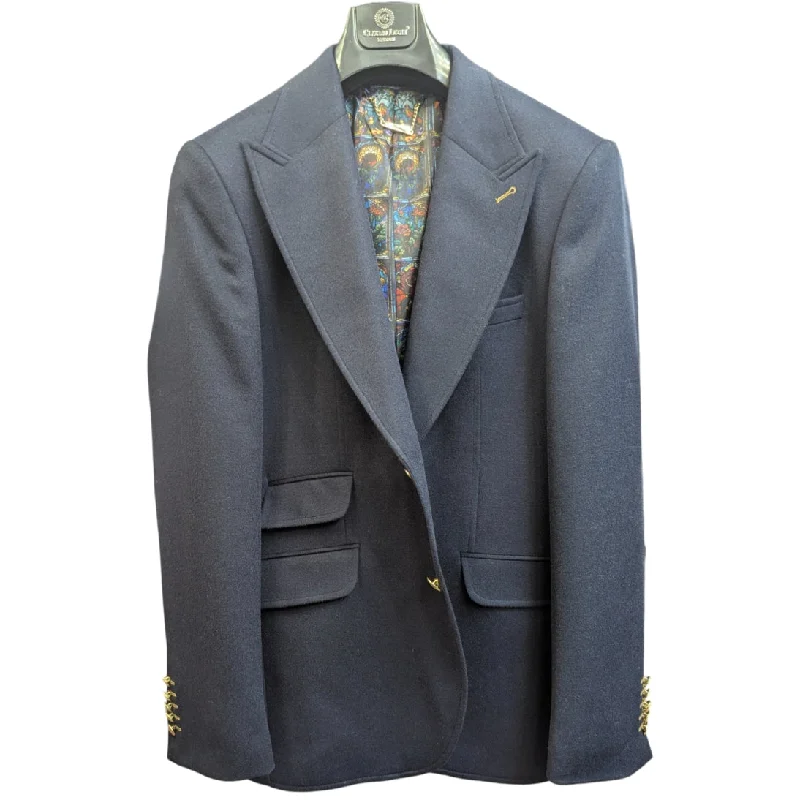Claudio Lugli Cashmere Wool Wide Lapel Jacket CL2329 Navy