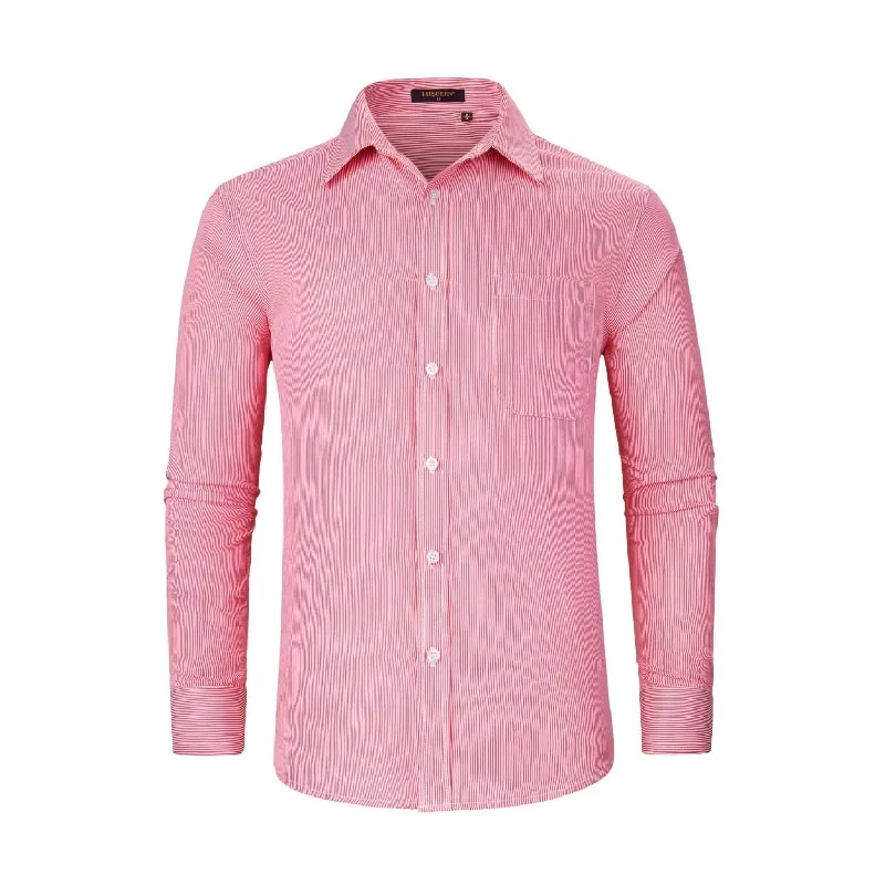 Men's Checked Short-Sleeve Shirts for Summer FunMen's Casual Long Sleeve Striped Shirt - RED Men's Checked Short-Sleeve Shirts for Summer FunMen's Casual Long Sleeve Striped Shirt - RED
