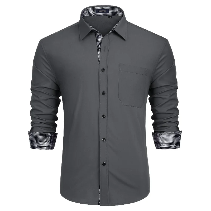 Men's Plaid Shirts for a Country CharmMen's Patchwork Dress Shirt with Pocket - C-GREY1 Men's Plaid Shirts for a Country CharmMen's Patchwork Dress Shirt with Pocket - C-GREY1