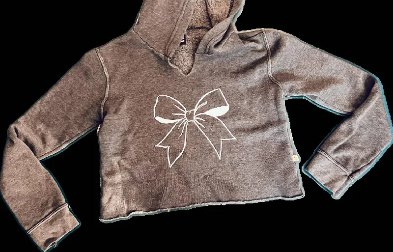 Men's Hoodies for Casual WearGirls Bow Cropped Hoodie In Grey