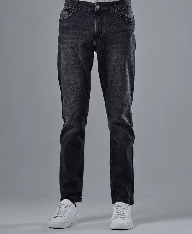 Leather Patch Embellished Men's JeansSLIM FIT JEANS - GREY