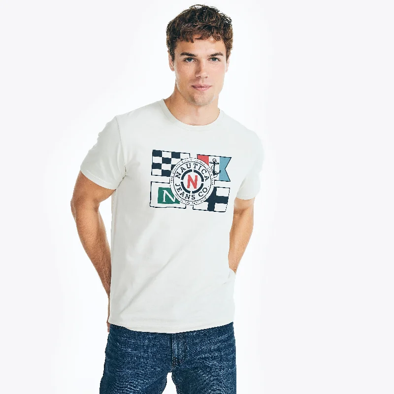 Lightweight Men's Linen ShirtsNautica Mens Sustainably Crafted Nautica Jeans Co. Flag Graphic T-Shirt