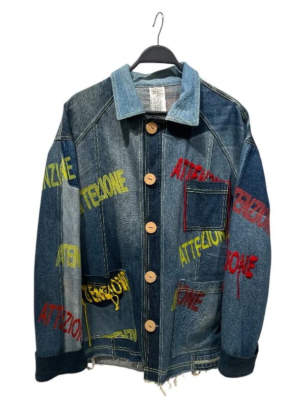 Leather Patch Embellished Men's JeansBethany Williams/Denim Jkt/S/Denim/BLU/All Over Print/attenzione Leather Patch Embellished Men's JeansBethany Williams/Denim Jkt/S/Denim/BLU/All Over Print/attenzione