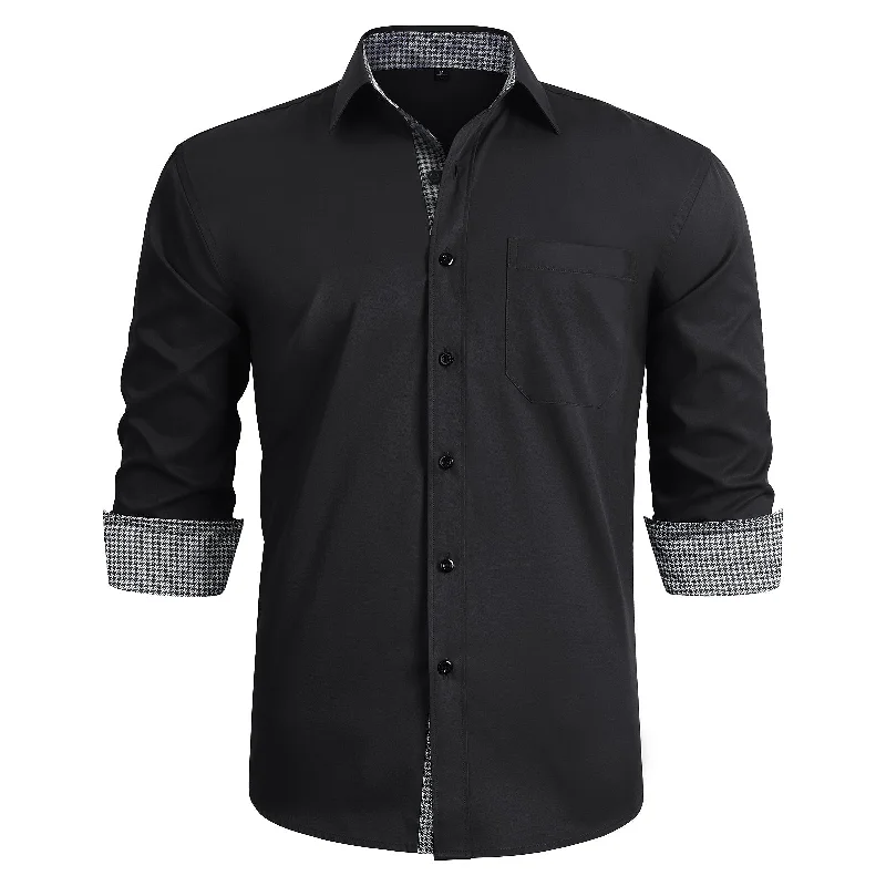 Men's Regular-Fit Shirts for a Classic FitMen's Patchwork Dress Shirt with Pocket - BLACK/GREY Men's Regular-Fit Shirts for a Classic FitMen's Patchwork Dress Shirt with Pocket - BLACK/GREY