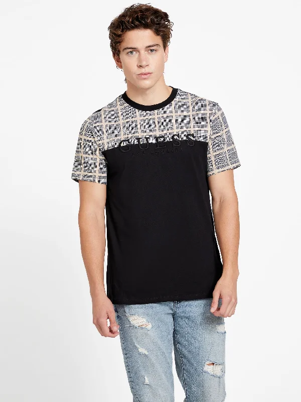 Men's Shirts with Raw-Edge HemlinesEco Davion Plaid Logo Tee