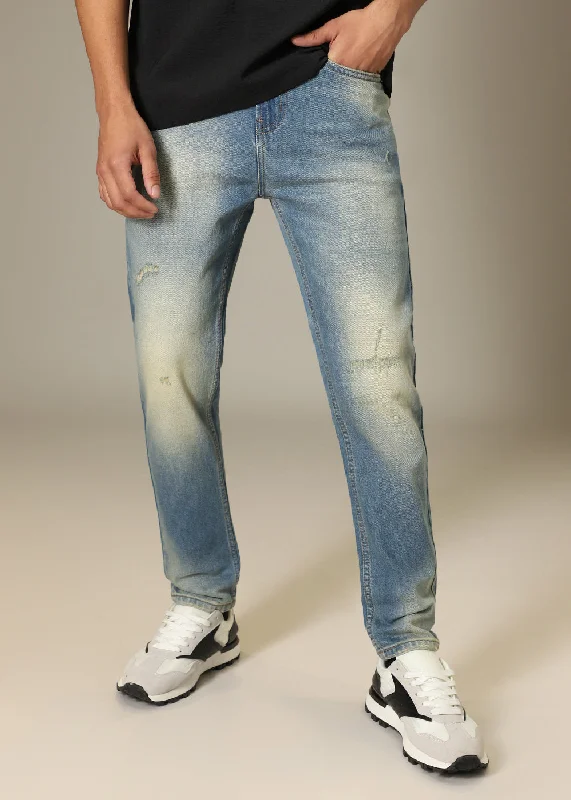 Flexible Men's JeansRibbed Light Blue Slim fit Jeans
