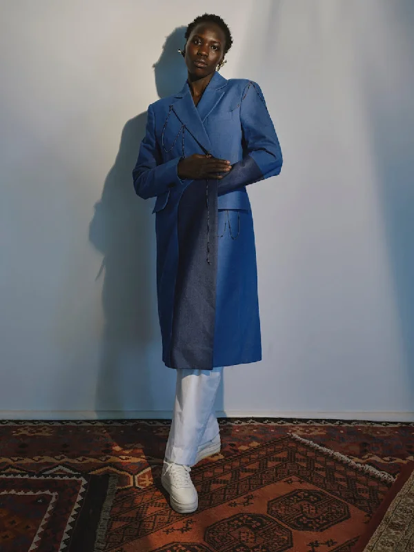 Lightweight Men's WindbreakersEKANTIK Roho Two-Tone Blazer Dress Coat with two Front Flap Pockets