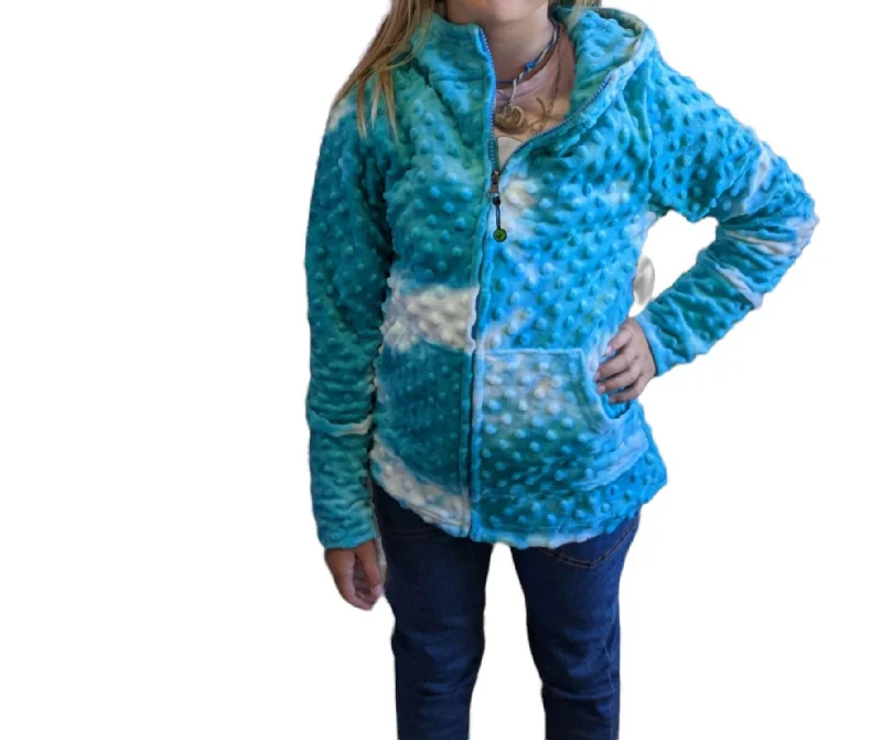 Men's Hoodies with Sublimated GraphicsGirls Minky Bubble Hoodie In Turquoise Tie-Dye