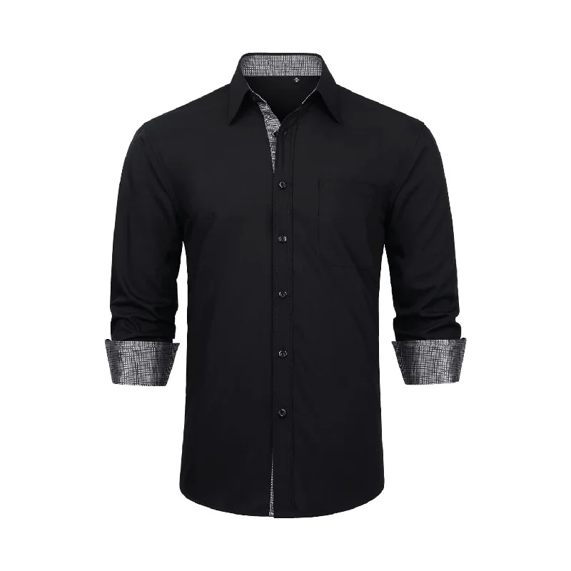 Men's Slim-Fit Shirts for a Flattering ShapeMen's Patchwork Dress Shirt with Pocket - A2-BLACK Men's Slim-Fit Shirts for a Flattering ShapeMen's Patchwork Dress Shirt with Pocket - A2-BLACK