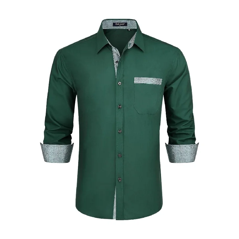 Men's Breathable Shirts for Warm ClimatesMen's Patchwork Dress Shirt with Pocket - 02-GREEN-1 Men's Breathable Shirts for Warm ClimatesMen's Patchwork Dress Shirt with Pocket - 02-GREEN-1