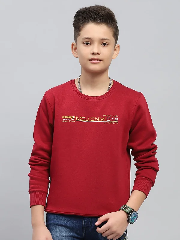 Men's Hoodies with Screen-Printed GraphicsBoys Maroon Printed Round Neck Full Sleeve Sweatshirt Men's Hoodies with Screen-Printed GraphicsBoys Maroon Printed Round Neck Full Sleeve Sweatshirt