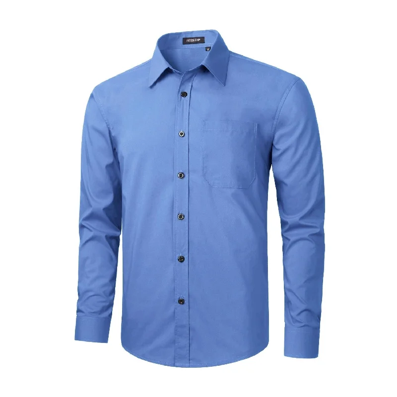Lightweight Men's Poplin ShirtsMen's Dress Shirt with Pocket - OXFORD BLUE
