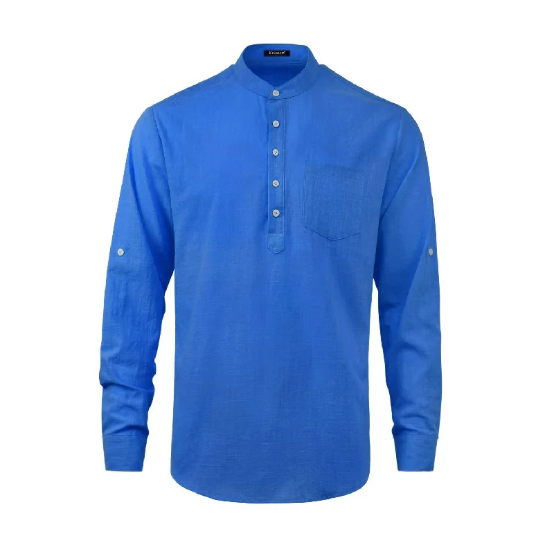 Men's Tennis Shirts for Court ComfortMen‘s Henley Shirt Long Sleeve with Pocket - BLUE Men's Tennis Shirts for Court ComfortMen‘s Henley Shirt Long Sleeve with Pocket - BLUE