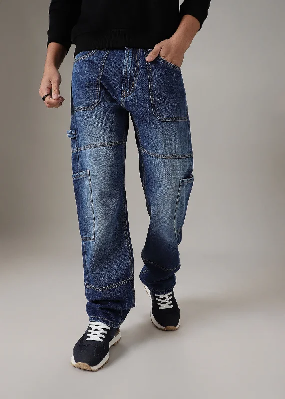 Men's Jeans for Everyday WearAero Blue Baggy fit Jeans