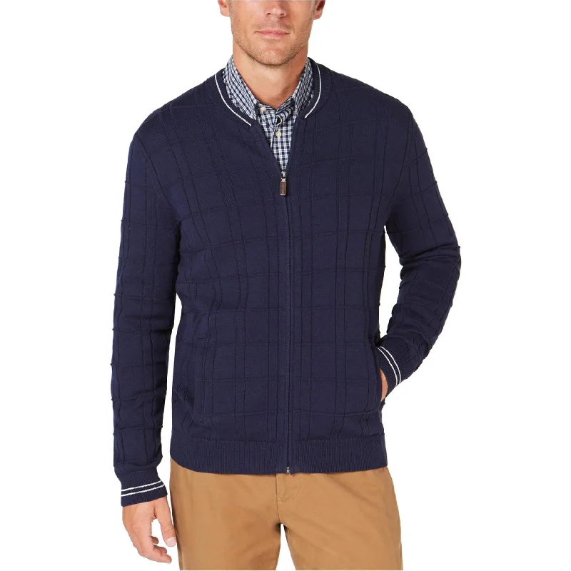 Men's Sweaters with ButtonsClub Room Mens Zip-Front Cardigan Sweater, Blue, Small