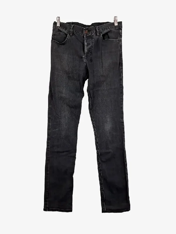 Designer Men's JeansKsubi Washed Black Slim Fit Denim Jeans Size 14