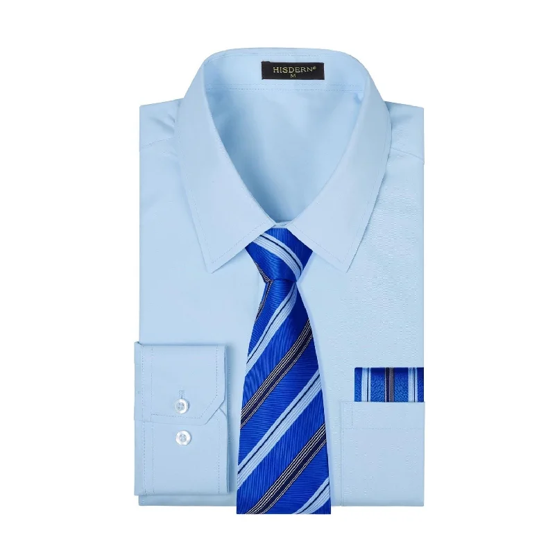 Men's Rugby Shirts for a Sporty LookMen's Shirt with Tie Handkerchief Set - BLUE LIGHT Men's Rugby Shirts for a Sporty LookMen's Shirt with Tie Handkerchief Set - BLUE LIGHT