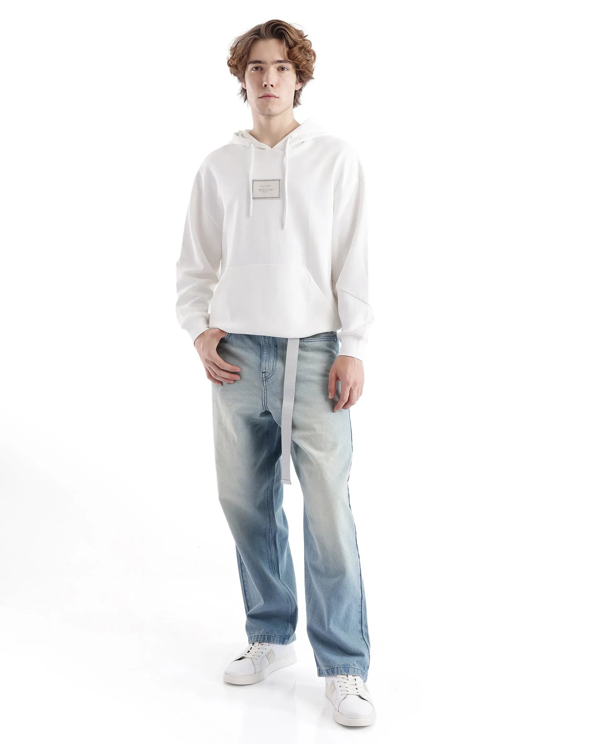 Everyday Men's JeansRare Rabbit Men's Niretor-2 Light Blue Cotton Fabric Mid Rise Ice Wash Baggy Fit With Attached Belt Jeans Everyday Men's JeansRare Rabbit Men's Niretor-2 Light Blue Cotton Fabric Mid Rise Ice Wash Baggy Fit With Attached Belt Jeans