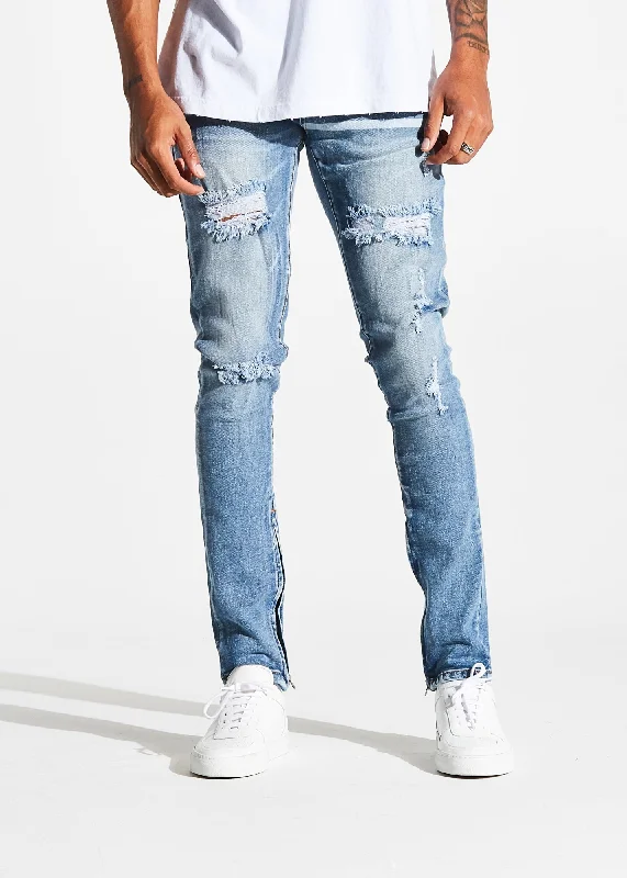 Leather Patch Men's JeansPacific Denim (Dusty Blue)
