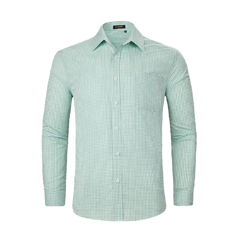 Men's Monochrome Shirts for a Minimalist VibeMen's Casual Long Sleeve Plaid Shirt - GREEN Men's Monochrome Shirts for a Minimalist VibeMen's Casual Long Sleeve Plaid Shirt - GREEN