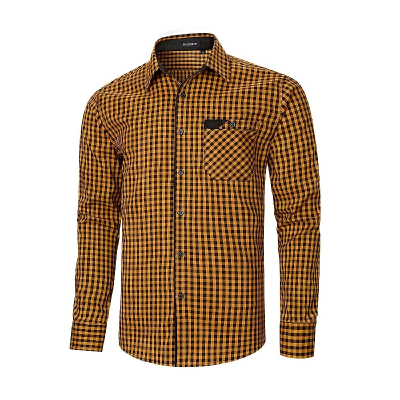 Men's Affordable Shirts for Budget-Friendly StyleMen's Casual Long Sleeve Plaid Shirt - C-YELLOW Men's Affordable Shirts for Budget-Friendly StyleMen's Casual Long Sleeve Plaid Shirt - C-YELLOW