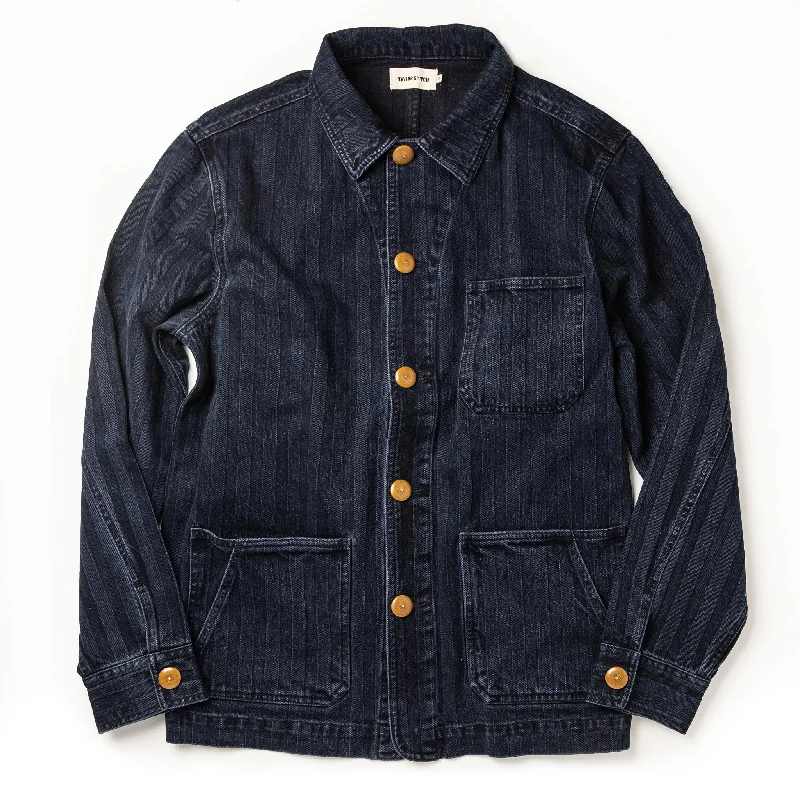 Men's Coats without LiningThe Ojai Jacket in Washed Indigo Herringbone