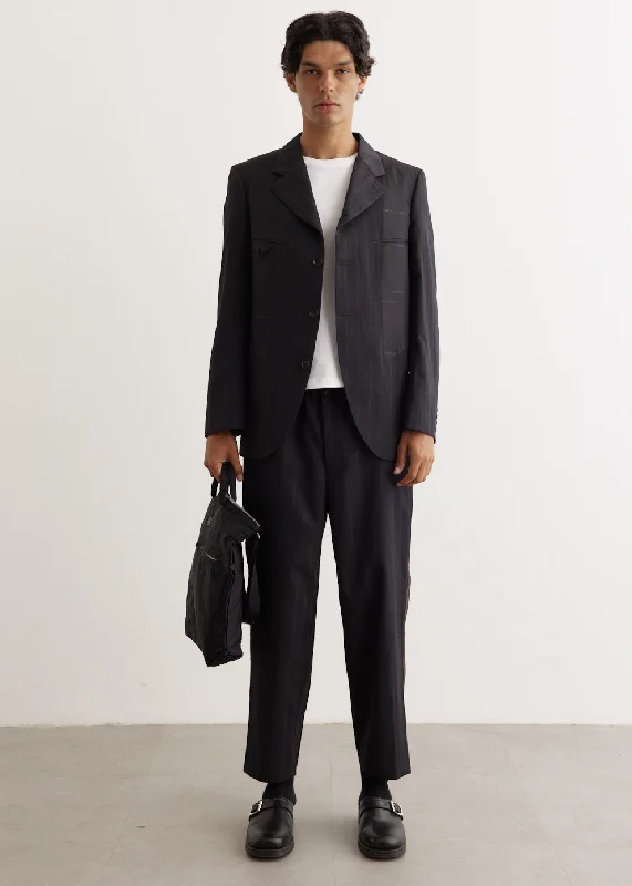 Men's Coats for Dressy OccasionsJacquard Panel Stripe 3 Button Jacket