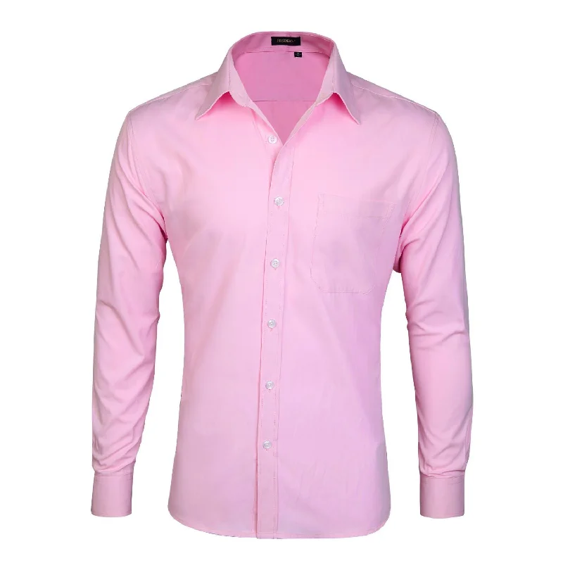 Men's Designer Dress Shirts for High-End FashionMen's Dress Shirt with Pocket - PINK Men's Designer Dress Shirts for High-End FashionMen's Dress Shirt with Pocket - PINK