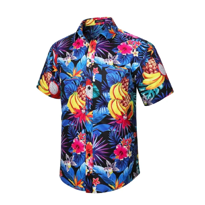 Men's Relaxed-Fit Shirts for Casual ComfortFunky Hawaiian Shirts with Pocket - A7-BLUE FRUIT Men's Relaxed-Fit Shirts for Casual ComfortFunky Hawaiian Shirts with Pocket - A7-BLUE FRUIT