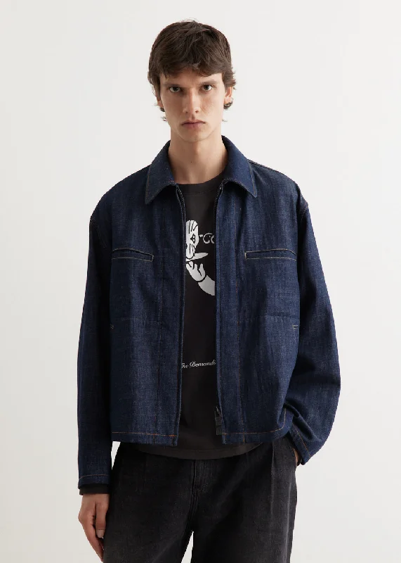 Men's Coats with Snap ButtonsJ-Colour Combination Stitch Denim Blouson