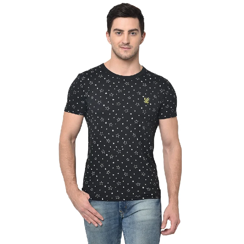 Men's Shirts with Convertible CollarsMack Jonney Round Neck Black T-shirt For Men's