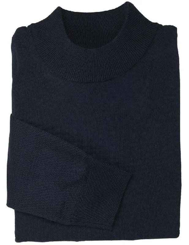 Elegant Men's Shawl-Collar SweatersMock Neck Sweater Color Navy