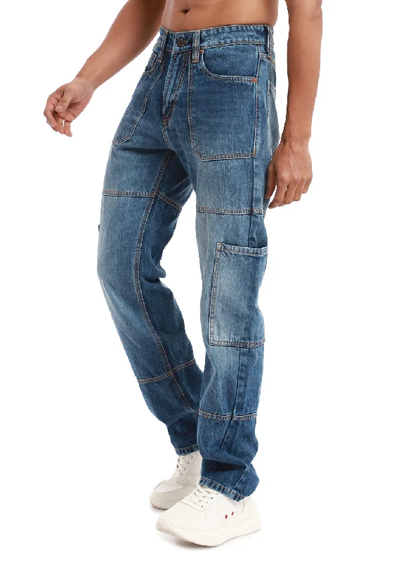 Men's Jeans for a Night OutDapper Pebble Blue Baggy fit Jeans