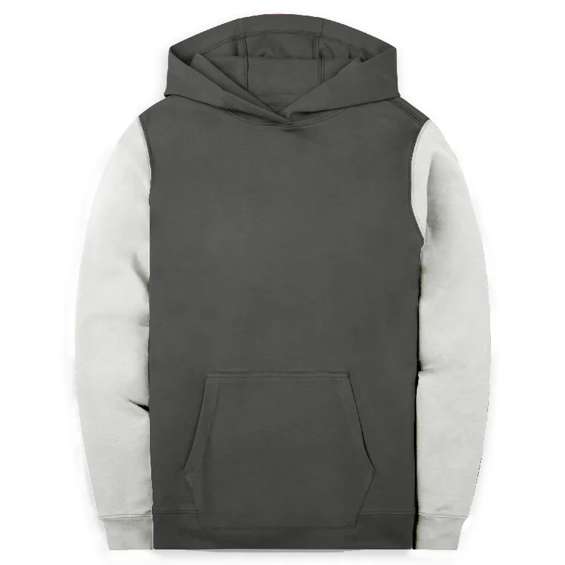 Men's Sweaters with Button-Down PlacketsPullover Hoodie - Washed Black Grey