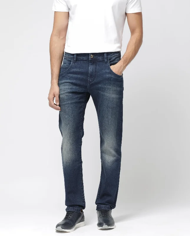 Best Fitting Men's JeansRare Rabbit Mens Clio Dark Blue Mid Wash Cotton Polyester Solid Comfort Fit Jeans Best Fitting Men's JeansRare Rabbit Mens Clio Dark Blue Mid Wash Cotton Polyester Solid Comfort Fit Jeans