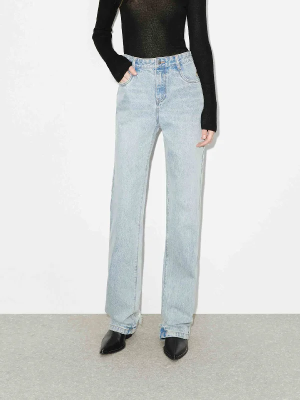 Men's Jeans with a Distressed LookLight Blue Cotton Jeans