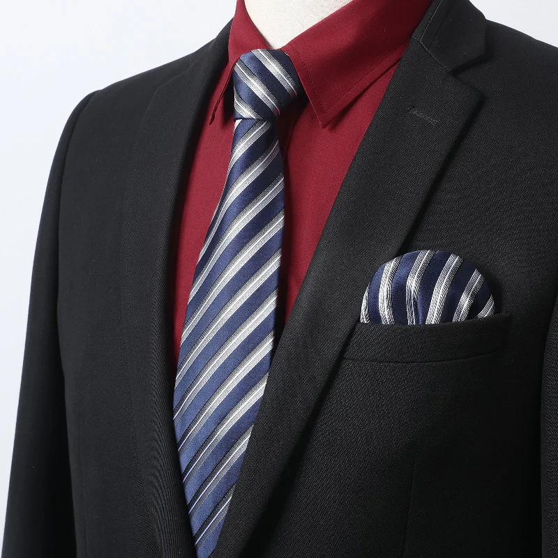 Men's Fishing Shirts for Water SportsMen's Shirt with Tie Handkerchief Set - 06-DARK RED/NAVY Men's Fishing Shirts for Water SportsMen's Shirt with Tie Handkerchief Set - 06-DARK RED/NAVY