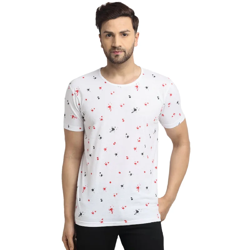 Men's Shirts with Abstract DesignsMack JONNEY Men's White Printed Round Neck Tshirt Men's Shirts with Abstract DesignsMack JONNEY Men's White Printed Round Neck Tshirt