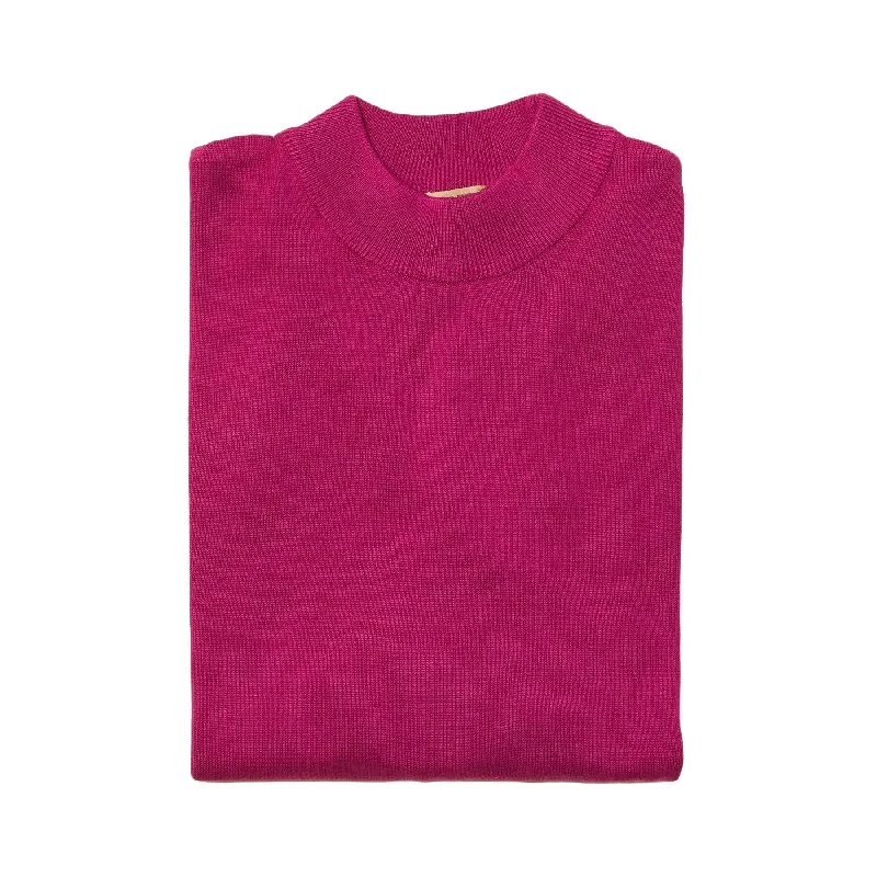 Men's Sweaters with Straight-Cut ShapesMock Neck Sweater color Magenta