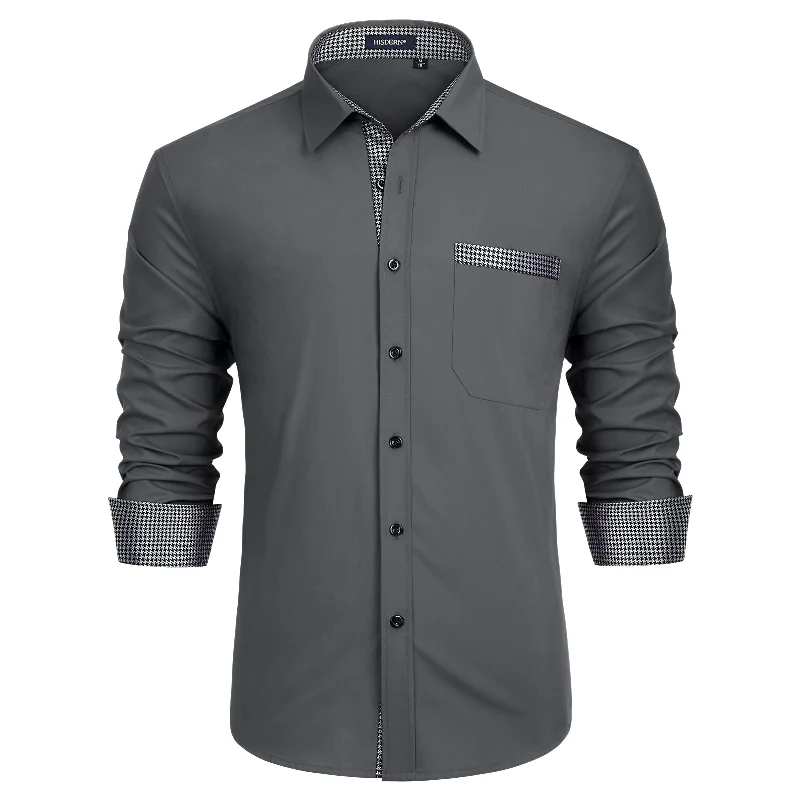 Men's Pattern Mixing Shirts for Creative StyleCasual Formal Shirt with Pocket - GREY Men's Pattern Mixing Shirts for Creative StyleCasual Formal Shirt with Pocket - GREY
