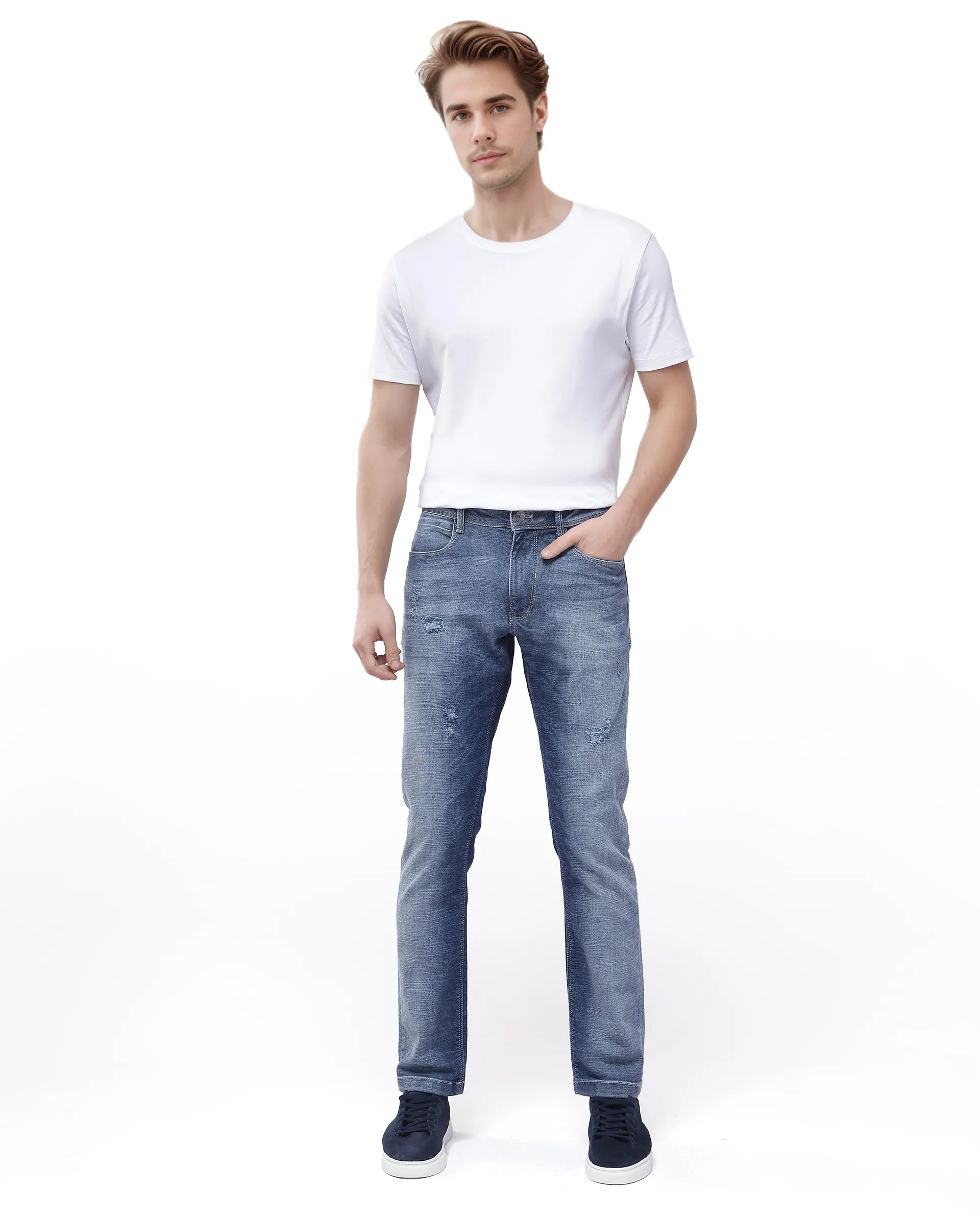 Men's Jeans in Unique PatternsRare Rabbit Men's Arten Light Blue Mid Wash Mid-Rise Cross Hatch Slim Fit Jeans Men's Jeans in Unique PatternsRare Rabbit Men's Arten Light Blue Mid Wash Mid-Rise Cross Hatch Slim Fit Jeans