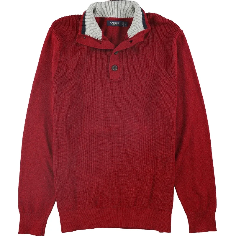 Men's Sweaters with Low-Neck DesignsNautica Mens Solid Knit Pullover Sweater, Red, Medium Men's Sweaters with Low-Neck DesignsNautica Mens Solid Knit Pullover Sweater, Red, Medium