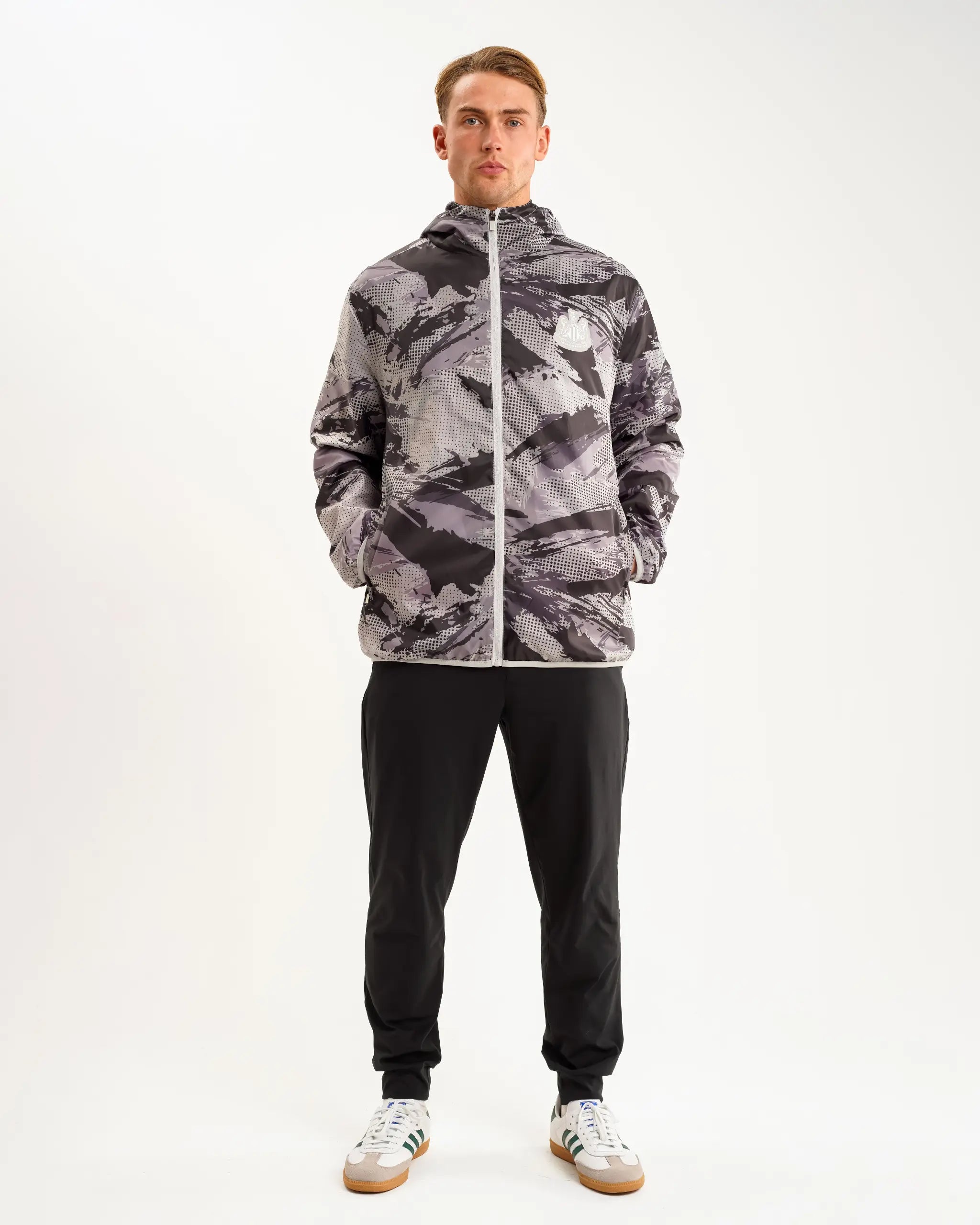 Men's Coats with Reflective StripesNewcastle United Men's Grey Camo Poly Shower Jacket