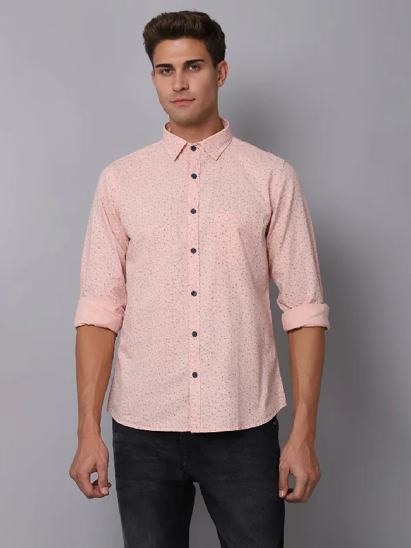 Versatile Men's Short-Sleeve ShirtsMen's Light Peach Casual Ditsy Print Full Sleeve Shirt Versatile Men's Short-Sleeve ShirtsMen's Light Peach Casual Ditsy Print Full Sleeve Shirt