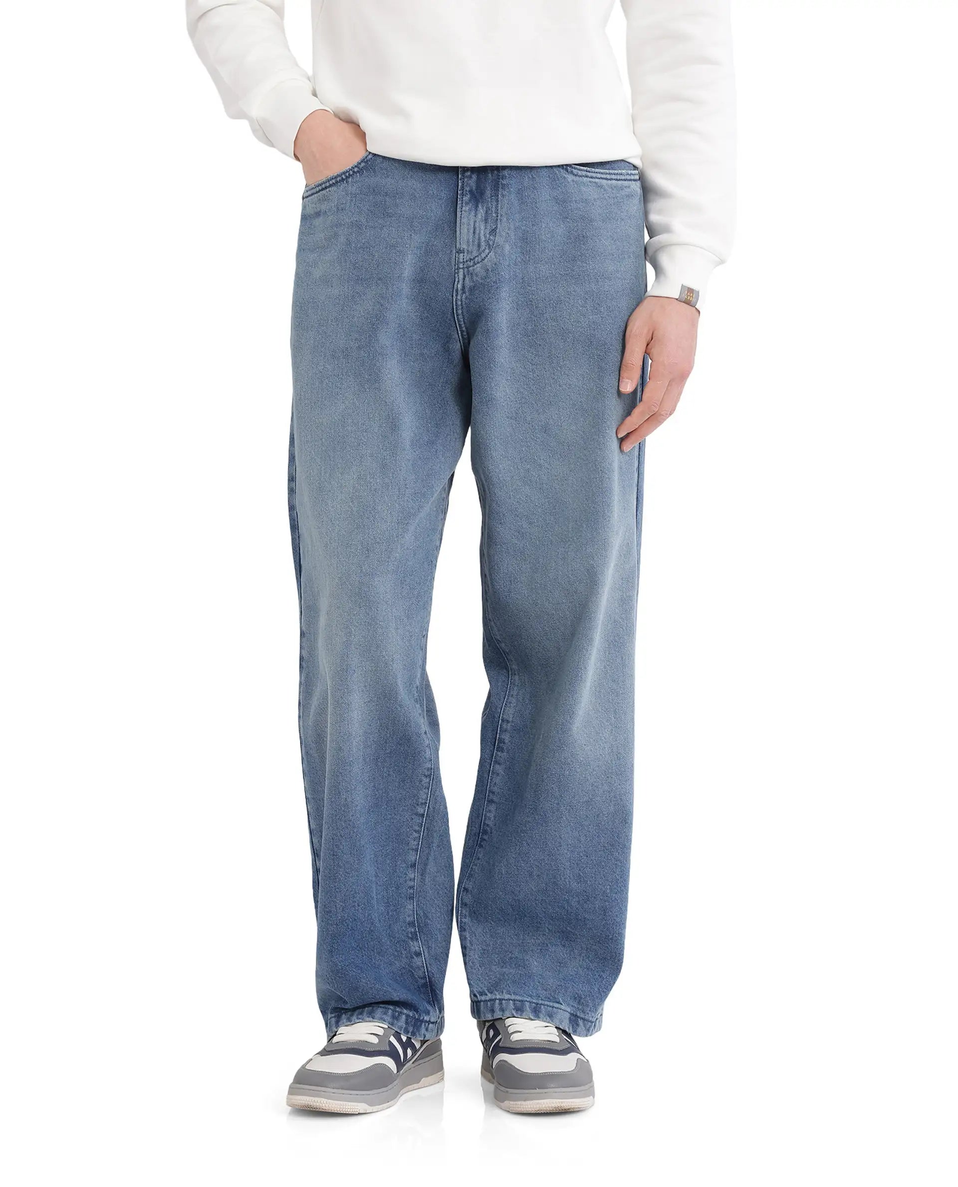 Stylish Men's JeansRare Rabbit Men Bron Blue Plain Jeans