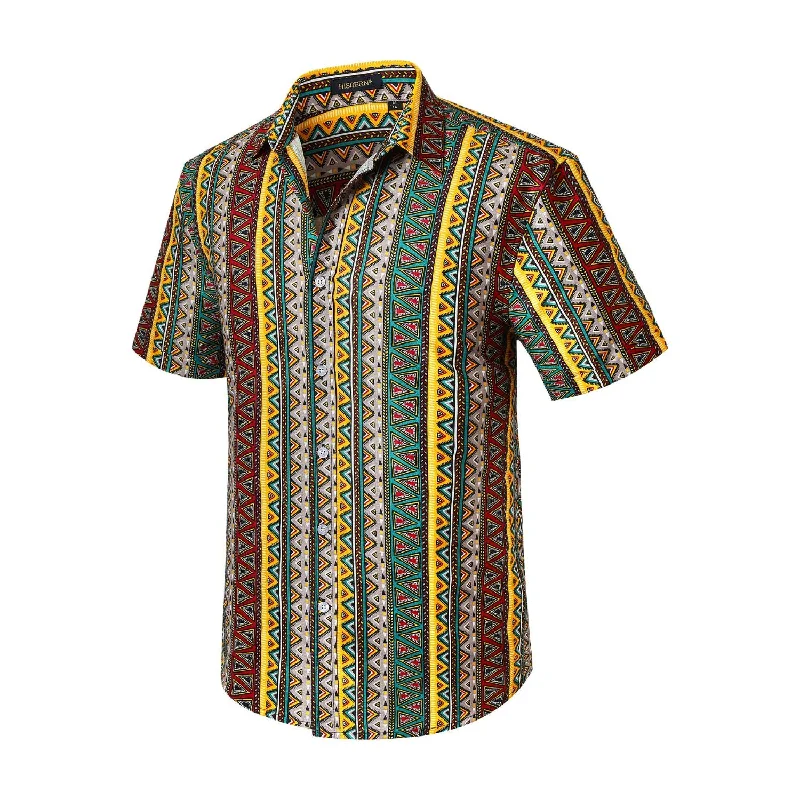 Men's Pattern Mixing Shirts for Creative StyleHawaiian Tropical Shirts with Pocket - GREEN/YELLOW Men's Pattern Mixing Shirts for Creative StyleHawaiian Tropical Shirts with Pocket - GREEN/YELLOW